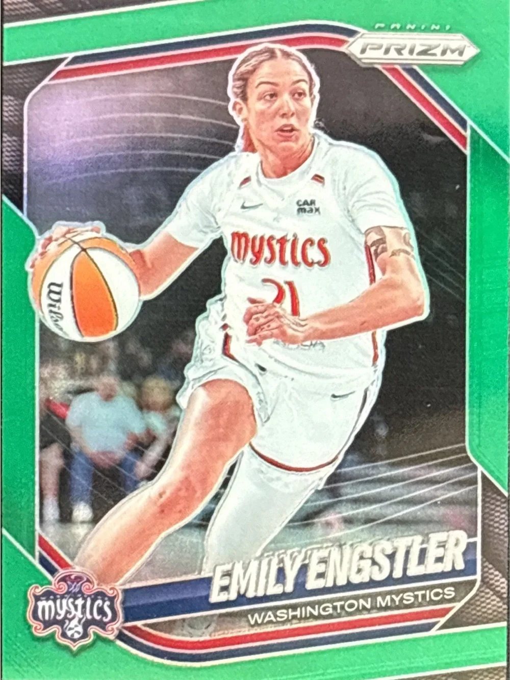 Panini Prizm Washington Mystics Emily Engstler Green Prizm Basketball Card